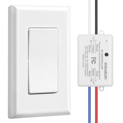 Wireless Remote Light Switch, No Wiring, No Wifi, 100Ft RF Range, Pre-Programmed