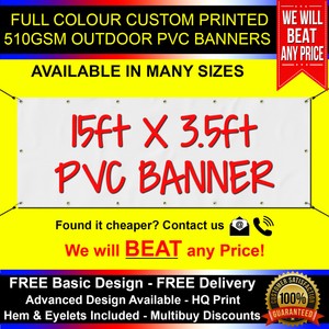 15ft X 3 5ft Pvc Banner Custom Printed Outdoor Heavy Duty Banners