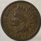 1907 Indian Head Cent Choice Extremely Fine XF+ Coin #9220
