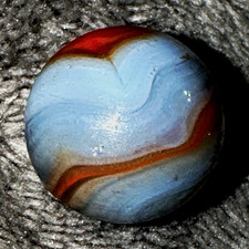 Blue Orange Swirl Glass Marble, Machine Made, Age 17 Years Up