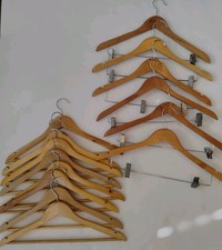 Lot Of 14 Wooden Hangers - 8 Shirt/Jacket Hangers/6 Pant Hangers