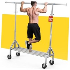 Upgraded 100% Stainless Steel Clothing Rack Load 760LBS, Silver 1 Single Rod