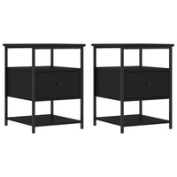Nachttische 2 Stk. Schwarz 40X42X56 Cm Holzwerkstoff