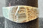Vintage 925 Sterling Silver Modernist Face Ring Artisan Abstract Profile Size 7