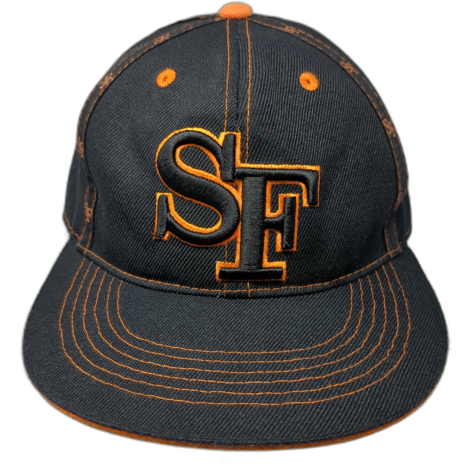 SF Fitted Baseball Cap Solid Black Large Embroide… - image 1