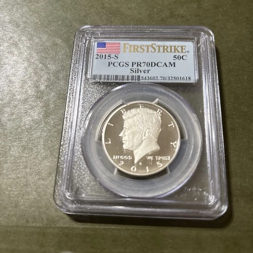 2015-S SILVER PROOF KENNEDY HALF DOLLAR PCGS PR70DCAM FIRST STIKE