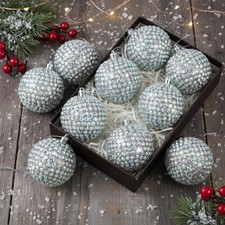 12 Pcs Rhinestone Christmas Ornaments Ball 2.36 Inch Sparkly Glitter Christma...