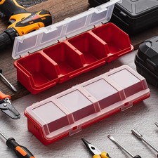 4 Compartment Screw Organiser Box Portable Plastic Parts Storage Case with Lid