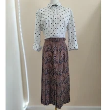 Vintage John Meyer 100% Silk Pleated Midi Skirt With Belt - Size 10