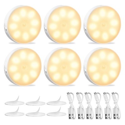 6x LED Nachtlicht mit Bewegungsmelder Sensor USB-Akku Treppenlicht Wandleuchte