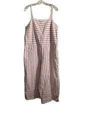 Beach Lunch Lounge Linen Blend Striped Jumpsuit Large