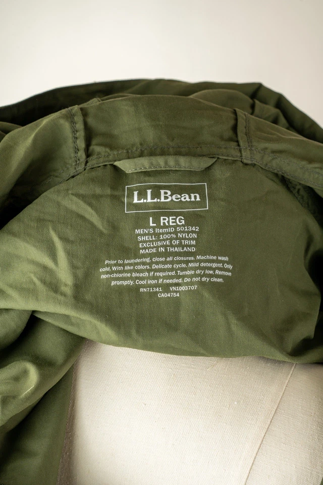 L.L.Bean Hombre L Pullover Anorak Chaqueta, Verde Media Cremallera, Capucha, Bolsillo Canguro Foto 3 de 3