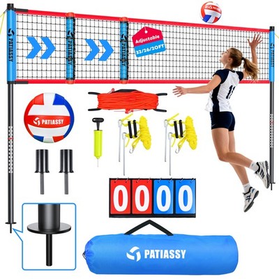 32FT Volleyball Net Set Portable Adjustable Height w/ Carry Bag Beach Xmas Gift