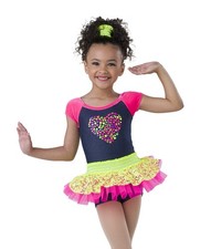 Neon Hearts Denim Kids Jazz Dance Costume  A Wish Come True SC Bobble head