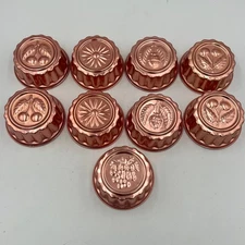 Vintage Copper Mini Jello Molds – Cherry, Acorn, Grape, Starburst, Wall Decor
