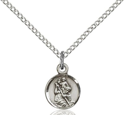 Sterling Silver Saint Christopher Medal Pendant Necklace 18'' Chain GiftBox