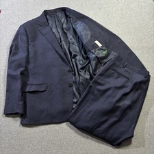 Lauren Ralph Lauren Men  s 50R Suit Set Navy Blue Plaid 100 Wool 44x30 Read 