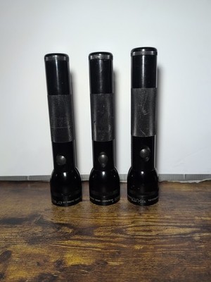 Lot Of 3- MAG-LITE 10  2 D Cell Black Flashlight Heavy Made In USA