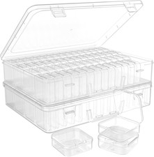 Portable Bead Organizer, 120Pcs Small Clear Storage Boxes with Hinged Lid and La
