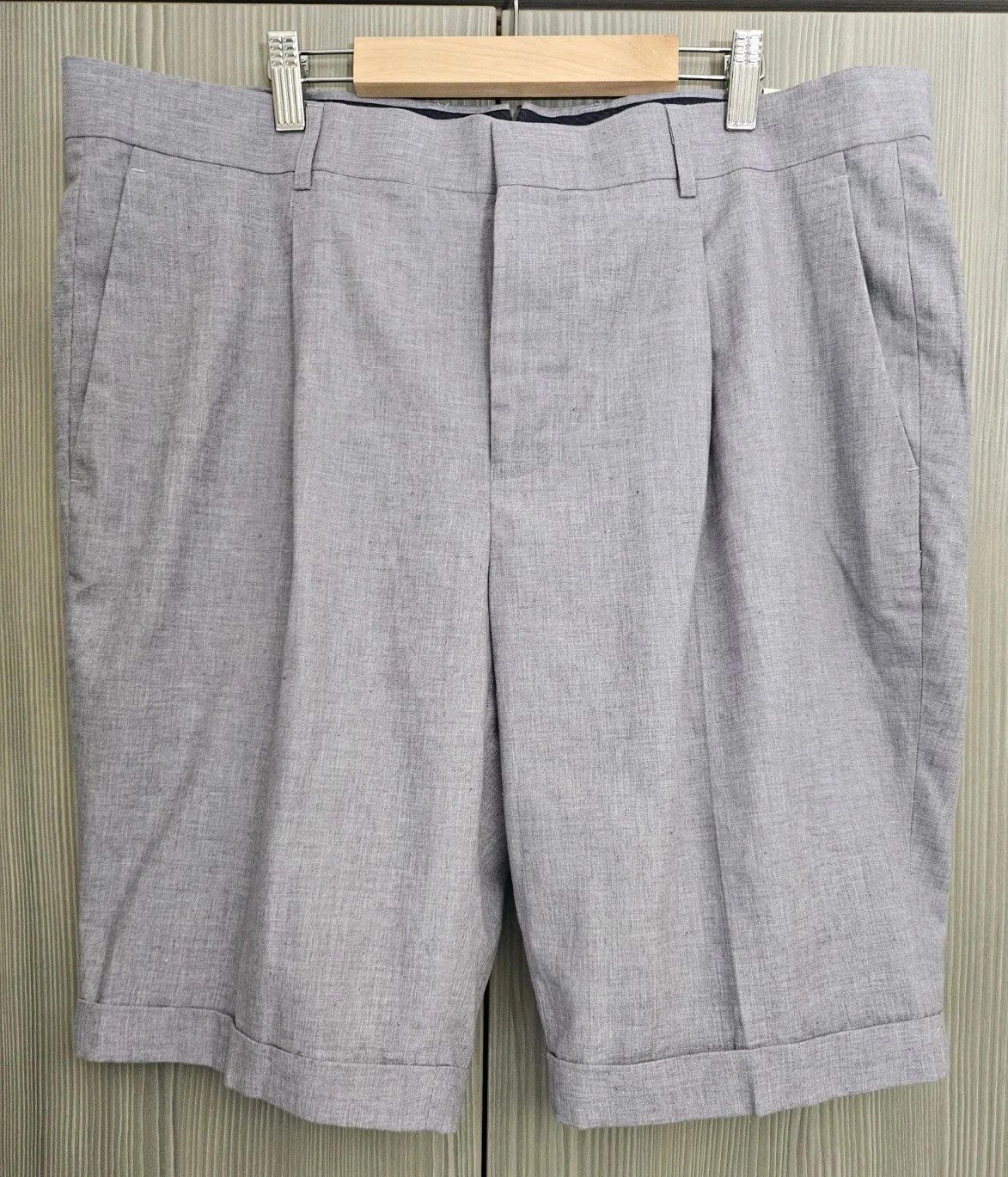 Douglas Hayward Cotton Linen Shorts 38W, Grey, In Immaculate Condition BNWT