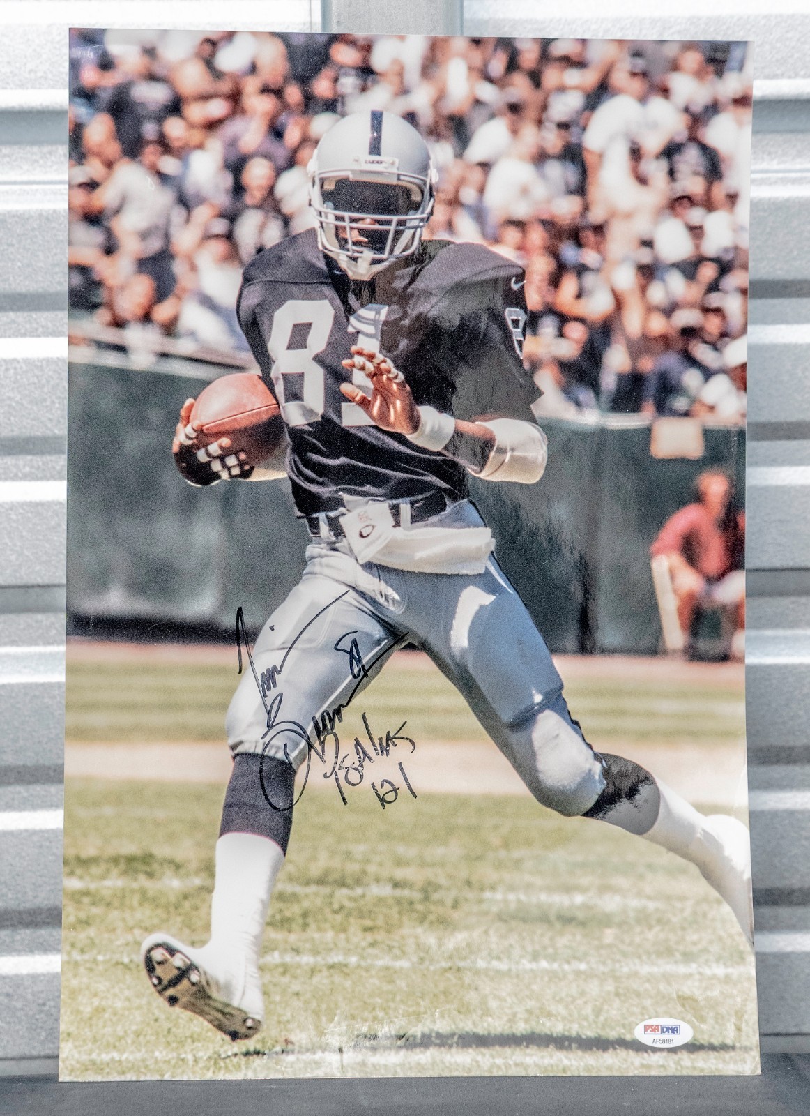 Tim Brown Autographed Signed Oakland Raiders 12x18 Inscription Psalms 121 PSA AF58181 