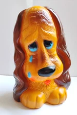 1973 Russ Bennie & Co Sad Crying Hound Dog Coin Bank 1970s Retro Made in USA