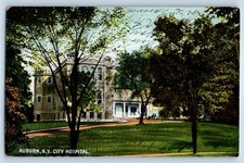 c1909 Auburn New York NY Vintage Postcard City Hospital Front Building Entrance