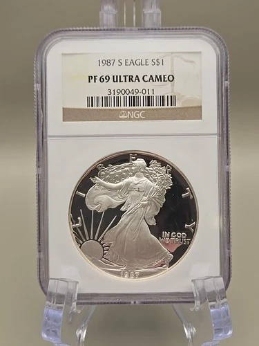 1987-S American Silver Eagle Dollar NGC PF 69 Ultra Cameo