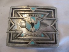 RARE 1992 Harley Davidson Western Spirit Belt Buckle Tuquoise With Eagle HTF