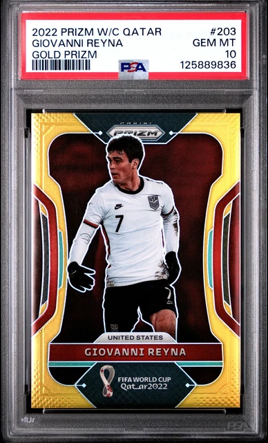 2022 Panini Prizm World Cup Qatar Giovanni Reyna #203 Gold PSA 10 /10