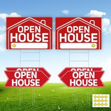 6 PCS Open House Signs For Real Estate Yard Sign 17x12 And 17x6 Inch Arrows