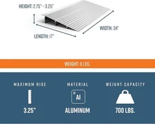 EZ-ACCESS TRANSITIONS 34 in. W x 3 in. Aluminum Portable Doorway Wheelchair Ramp