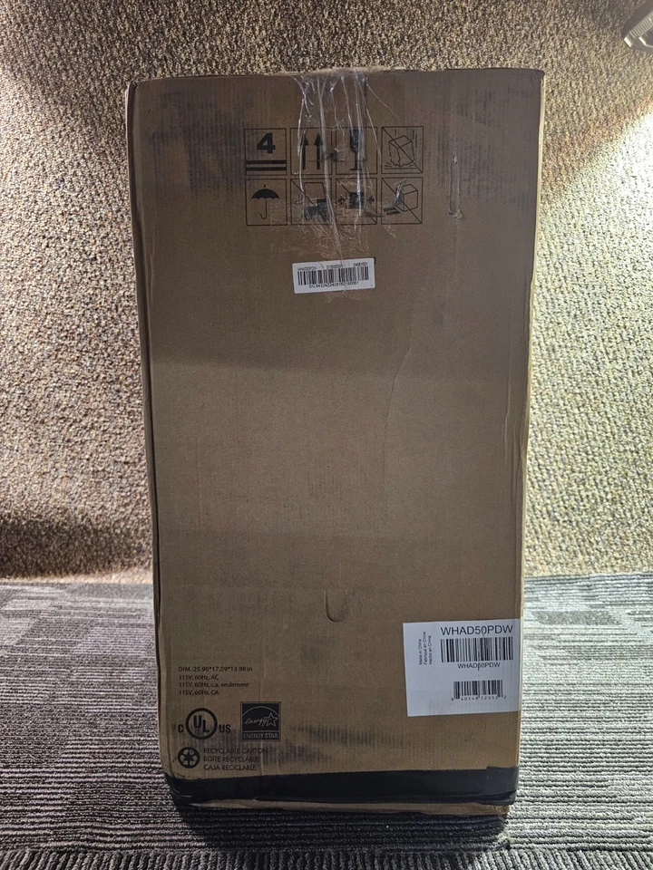 Deshumidificador portátil Whirlpool WHAD50PDW 16 pulgadas de ancho 50 pintas clasificación Energy Star Foto 4 de 4