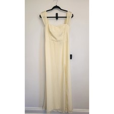 Lulus Cream Yellow Maxi Dress Sleeveless Slit Size Large NWT