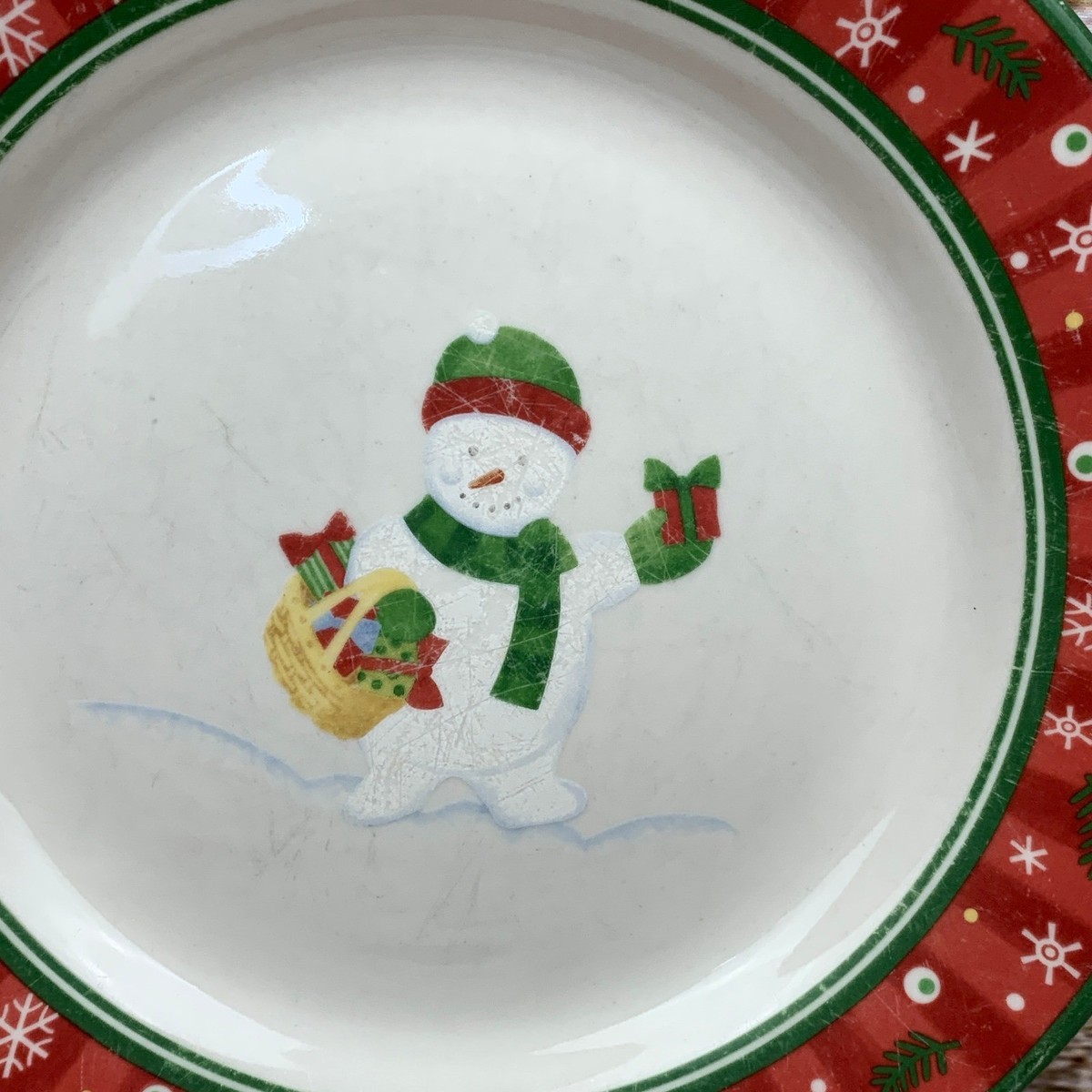 Longaberger Christmas Snowman Plates Holiday Decor Dinnerware Set