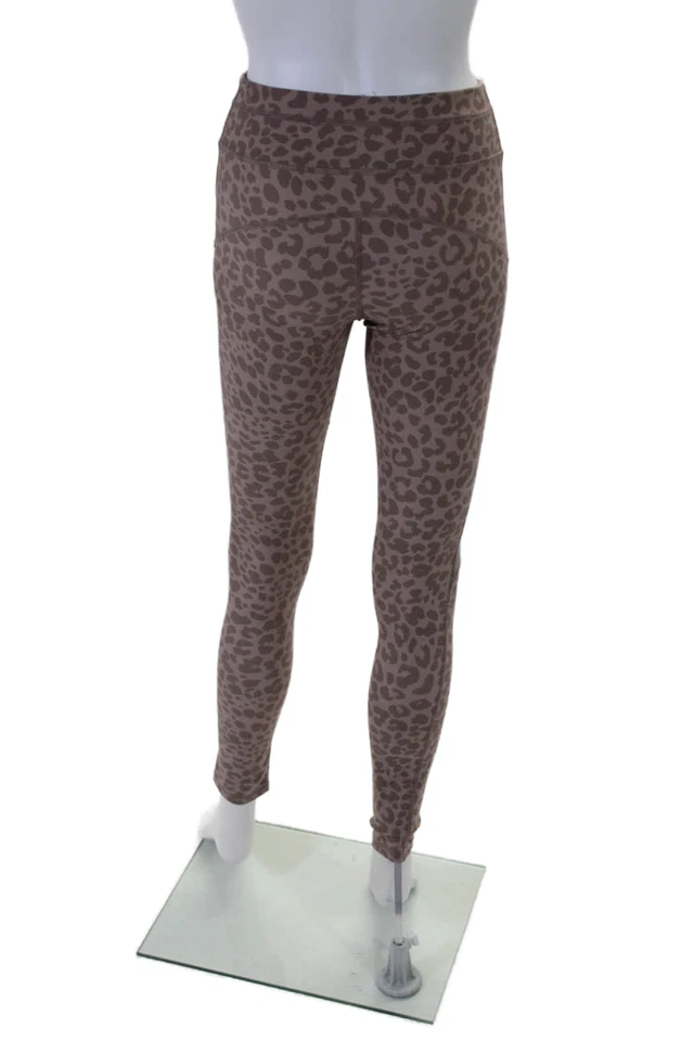 Leggings Varley para mujer tiro alto panel de malla estampado de leopardo púrpura talla S Foto 3 de 4