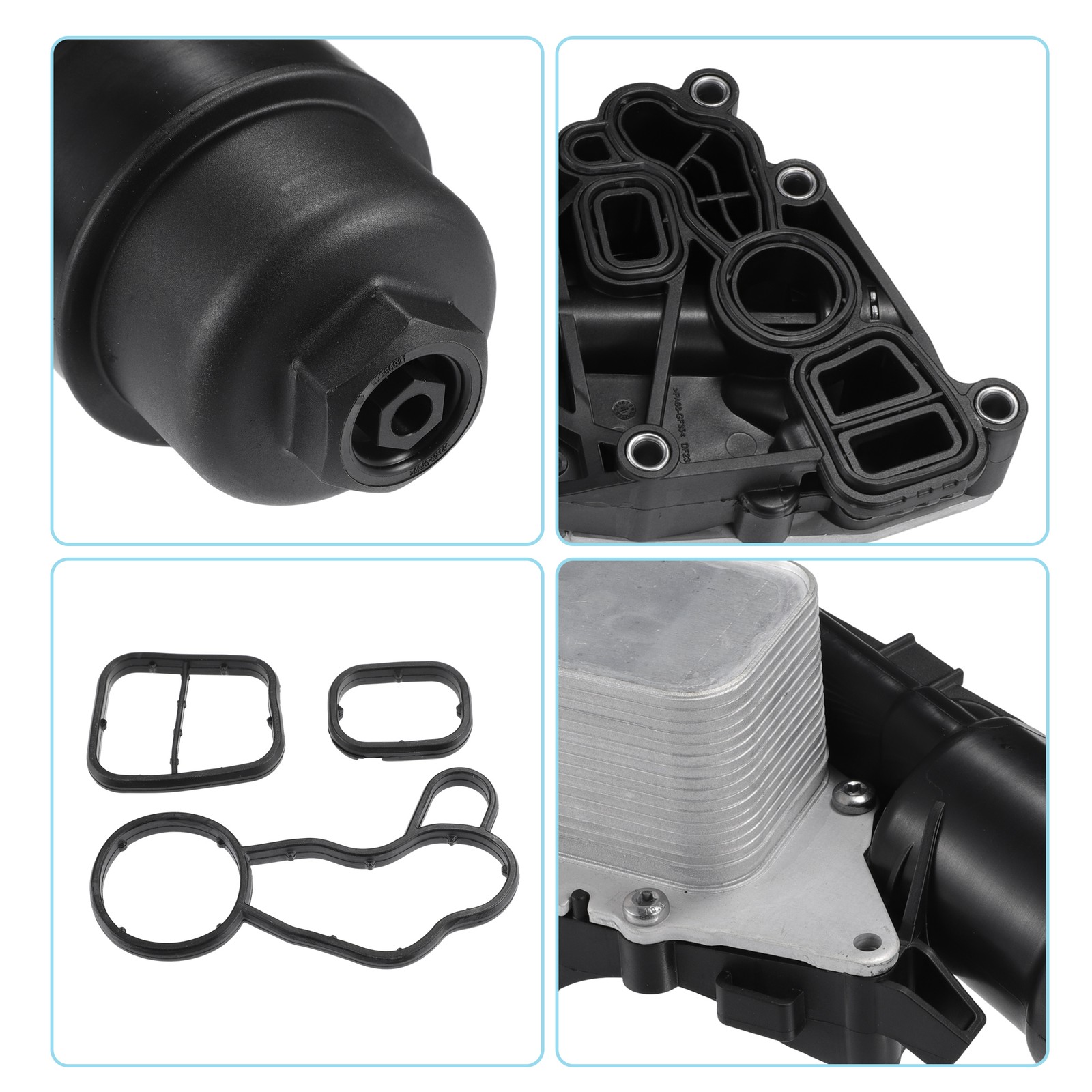 1 Set Engine Oil Cooler Oil Filter for BMW I8 2014-2020 No.11428585235 Black