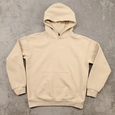 Comfrt Hoodie Mens Large Beige Fleece Lined Pullover Kangaroo Pocket Sweatshirt