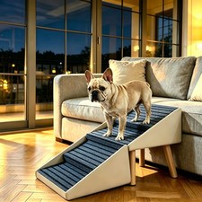 2-in-1Dog Stairs for Bed and Couch 18.89"Foldable Dog Ramp for Couch 4 Pet Steps