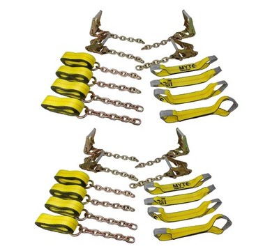2Pk 8 Point Roll Back Tie Down System for Car Hauler Carrier Tow Truck - 14ft