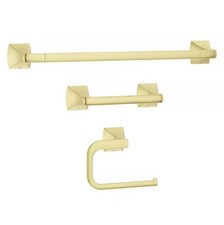 Pfister Bruxie 3-Piece Bath Hardware Set in Brushed Gold w Towel Bar Ring