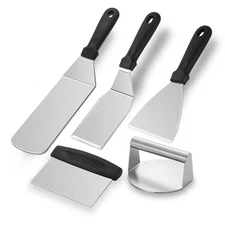 Stainless Steel Spatula Set, 5-Piece Grill Spatula Set with Full Tang Handle-...