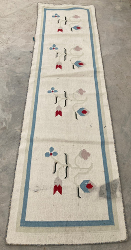 Vintage Traditional Handmade Beautiful Floral Kilim Floor Rug Carpet 234x64 cm