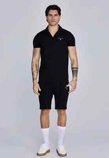 SikSilk Mens Black Polo and Shorts Set Medium
