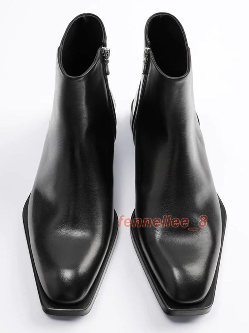 靴 leather side zip square toe heel boots s-l1200.jpg