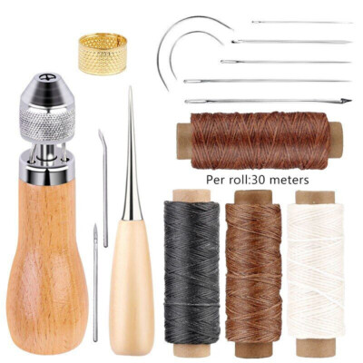 Leather Sewing Awl Thread Kit Machine Speedy Stitcher Shoes Canvas Repair Tool#