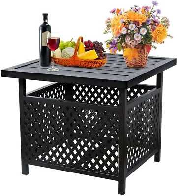 Outdoor Table Bistro Coffee Table Side Table with Umbrella Hole for Pool Porch - Image 1 of 4