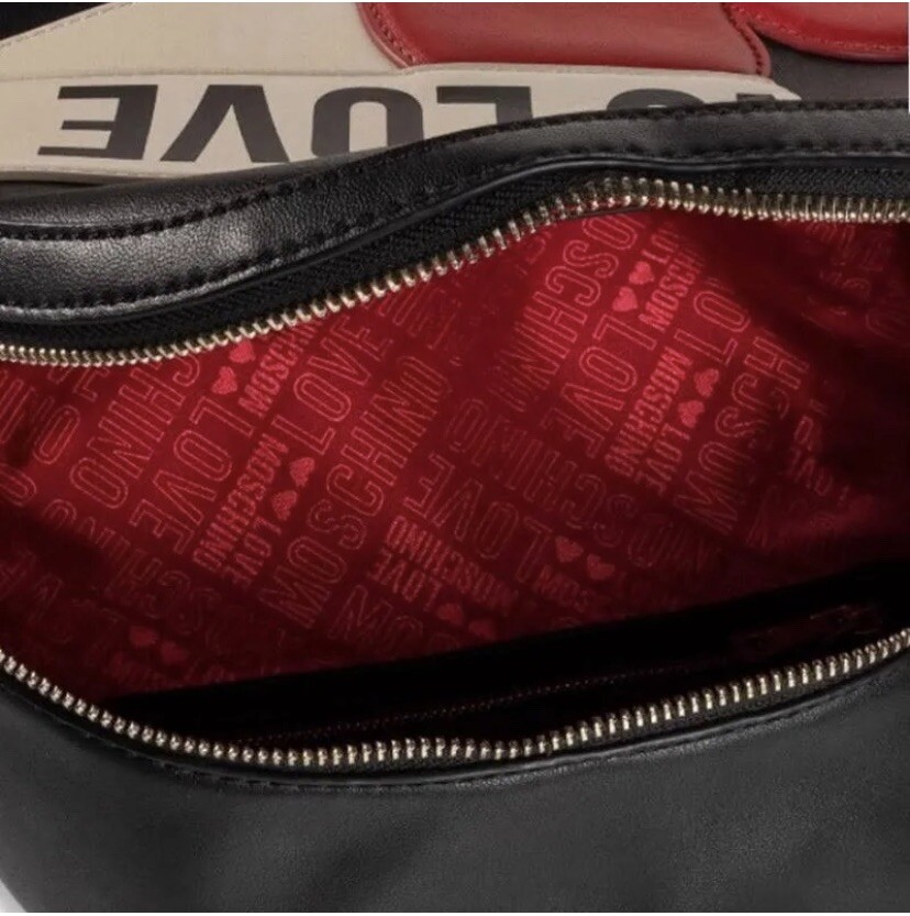 LOVE MOSCHINO Women Black Multi Logo Heart Backpack NWT  display picture 1