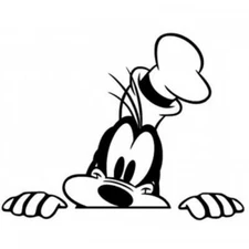 Vinyl Decal for Window - Peeking Goofy (Disney), Various Colors & Sizes