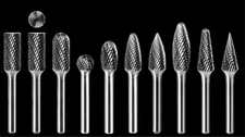 Premium Tungsten Carbide Rotary Burr Bit Carving Set - 1/4 Shank 10 piece Kit